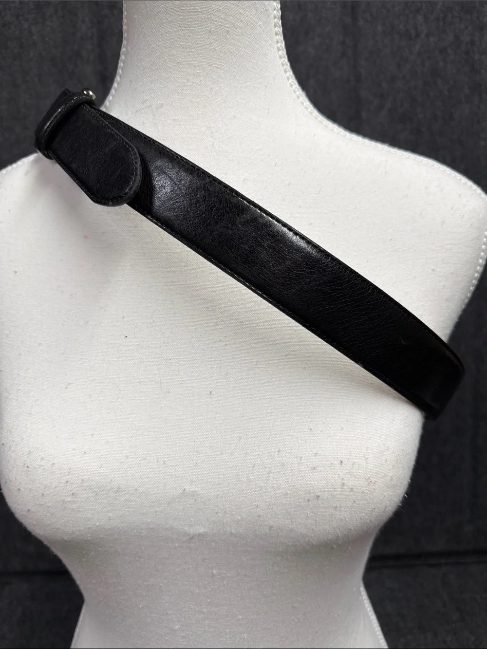Bosca Black Leather Belt  Silver Buckle